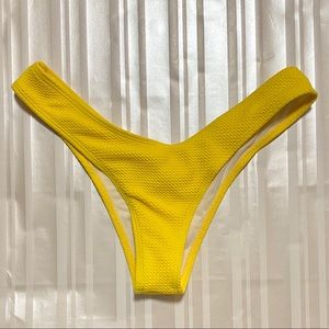 Lemon Yellow Textured Super Cheeky Bikini Bottoms
